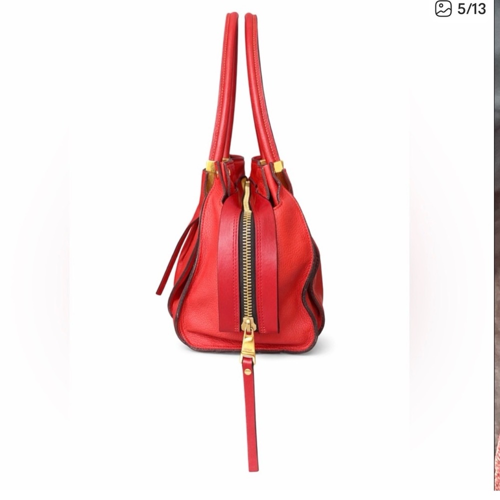 Chloe Dree Structured Red Leather Shoulder Bag for Women - Picture 4 of 7